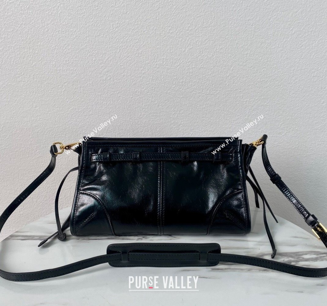 Prada LusSolf Siny Leather Shoulder Bag 1BA215 Black 2024 (YZ-240220016)