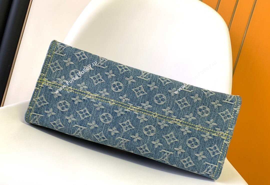 Louis Vuitton OnTheGo MM Tote Bag in Blue Washed Denim M46871 2024 (YZ-240220052)