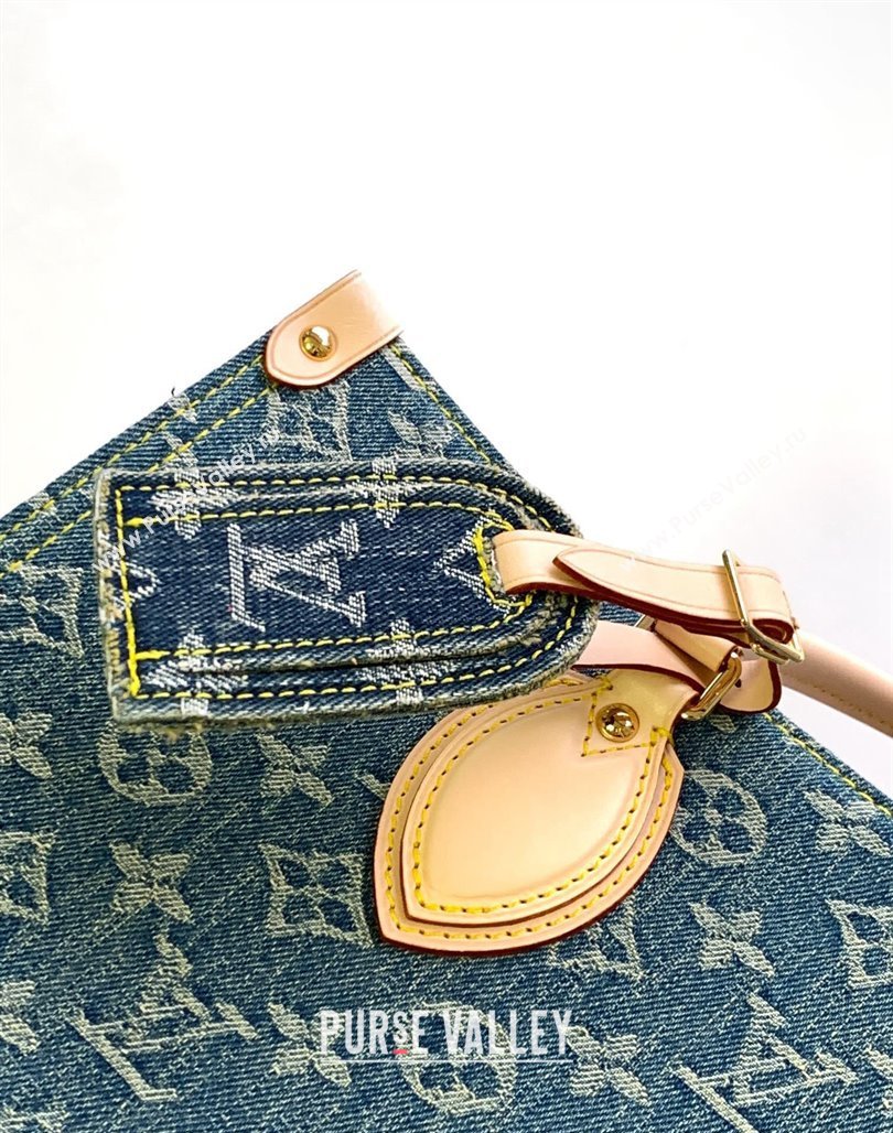 Louis Vuitton OnTheGo MM Tote Bag in Blue Washed Denim M46871 2024 (YZ-240220052)