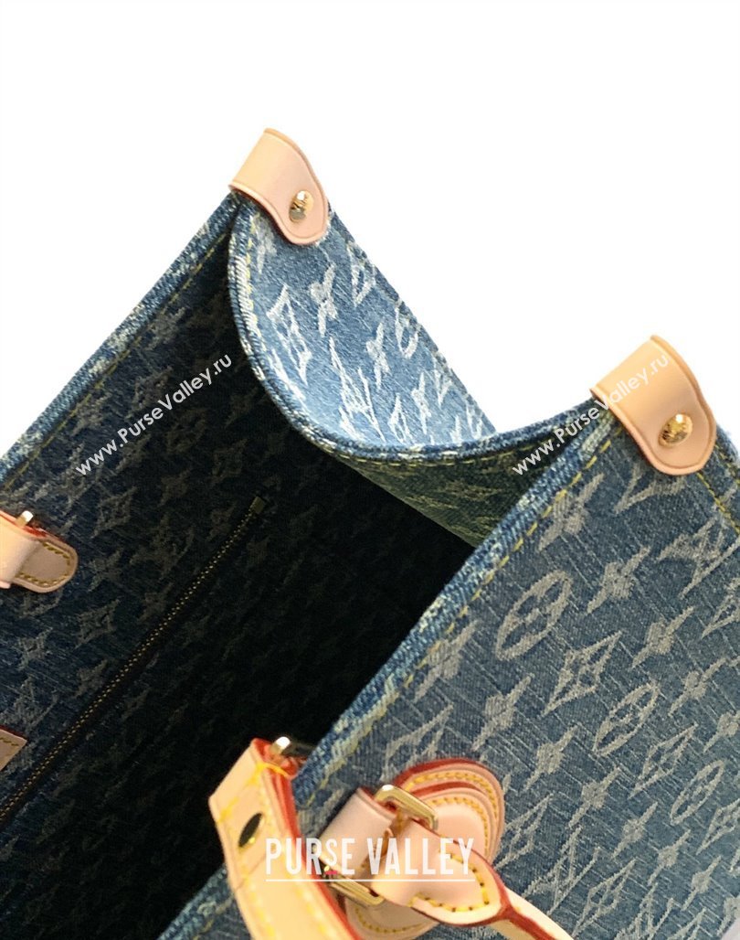 Louis Vuitton OnTheGo MM Tote Bag in Blue Washed Denim M46871 2024 (YZ-240220052)