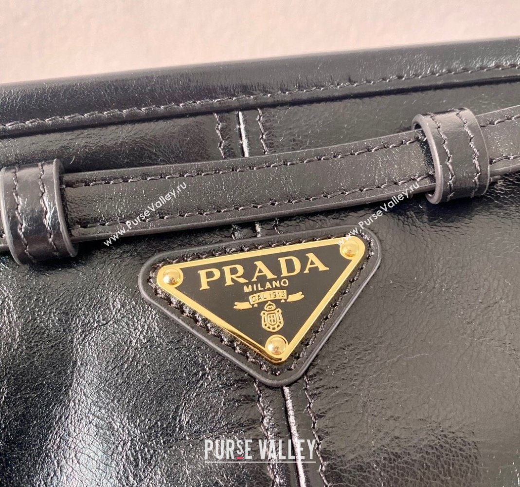 Prada LusSolf Siny Leather Shoulder Bag 1BA215 Black 2024 (YZ-240220016)