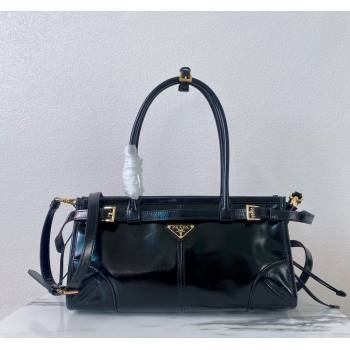 Prada Medium shiny leather handbag 1BA426 Black 2 2024 (YZ-240220025)