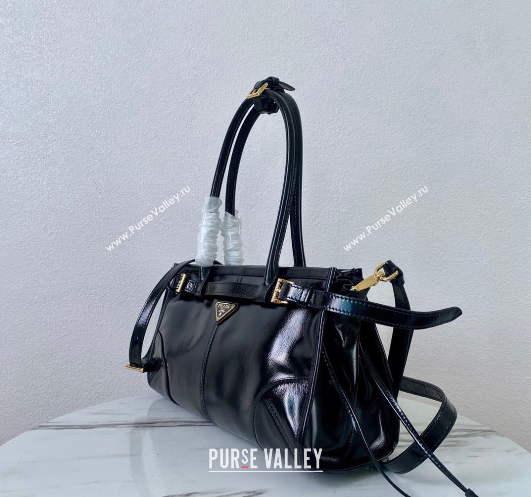Prada Medium shiny leather handbag 1BA426 Black 2 2024 (YZ-240220025)