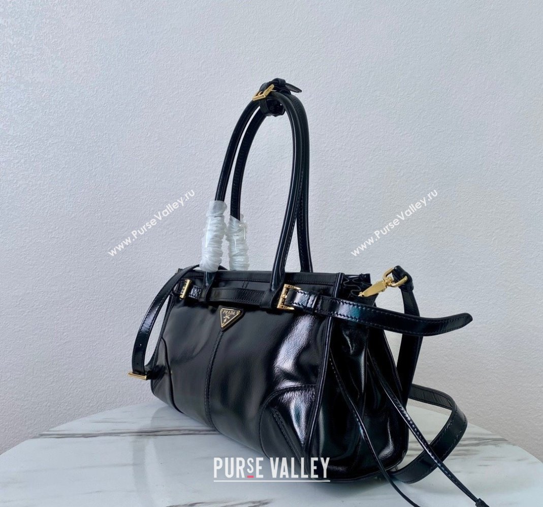 Prada Medium shiny leather handbag 1BA426 Black 2 2024 (YZ-240220025)