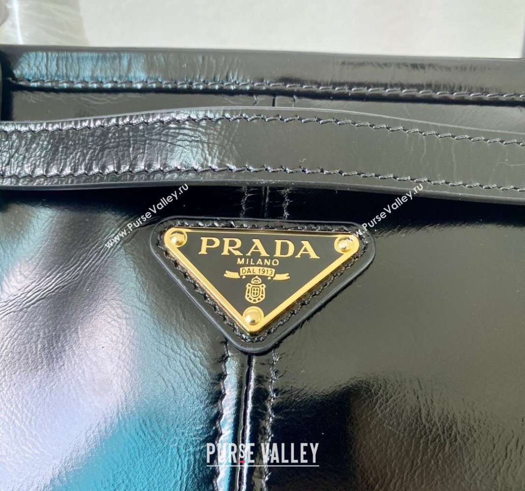 Prada Medium shiny leather handbag 1BA426 Black 2 2024 (YZ-240220025)