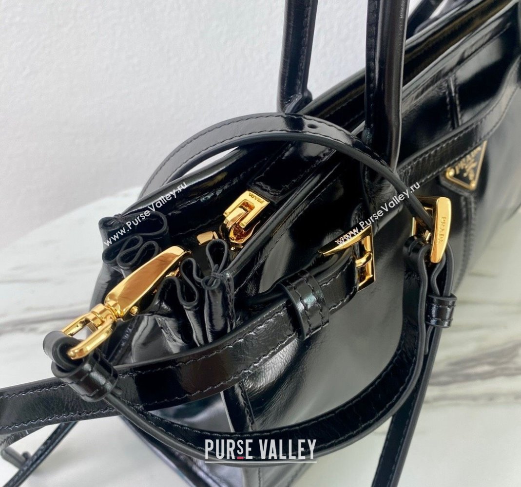 Prada Medium shiny leather handbag 1BA426 Black 2 2024 (YZ-240220025)