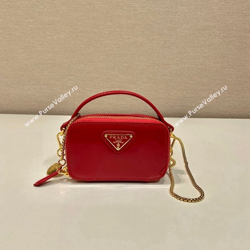 Prada Patent leather mini-pouch 1NR025 Red 2024 (YZ-240220044)