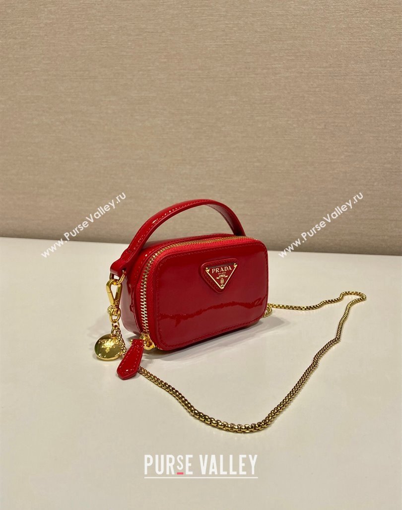 Prada Patent leather mini-pouch 1NR025 Red 2024 (YZ-240220044)