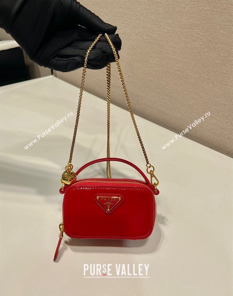 Prada Patent leather mini-pouch 1NR025 Red 2024 (YZ-240220044)