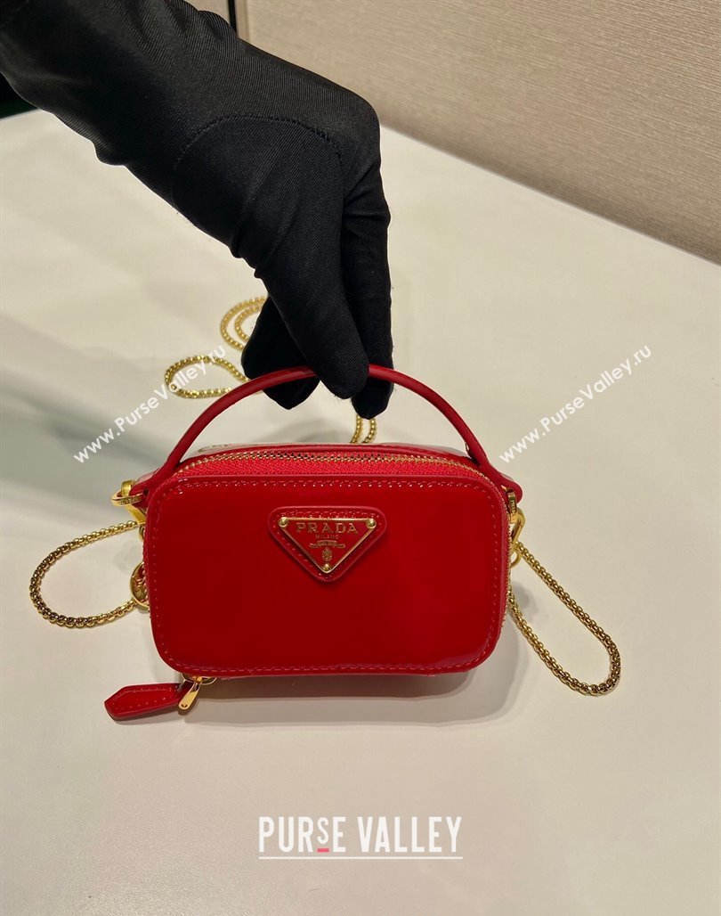 Prada Patent leather mini-pouch 1NR025 Red 2024 (YZ-240220044)