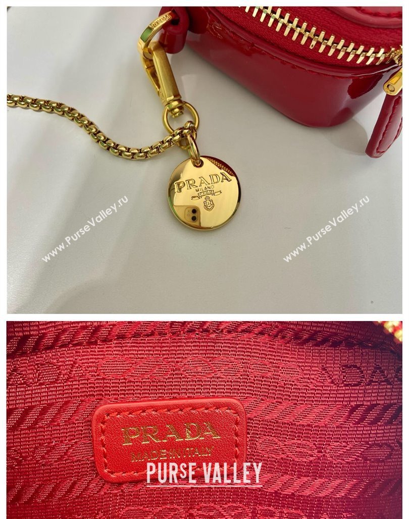 Prada Patent leather mini-pouch 1NR025 Red 2024 (YZ-240220044)