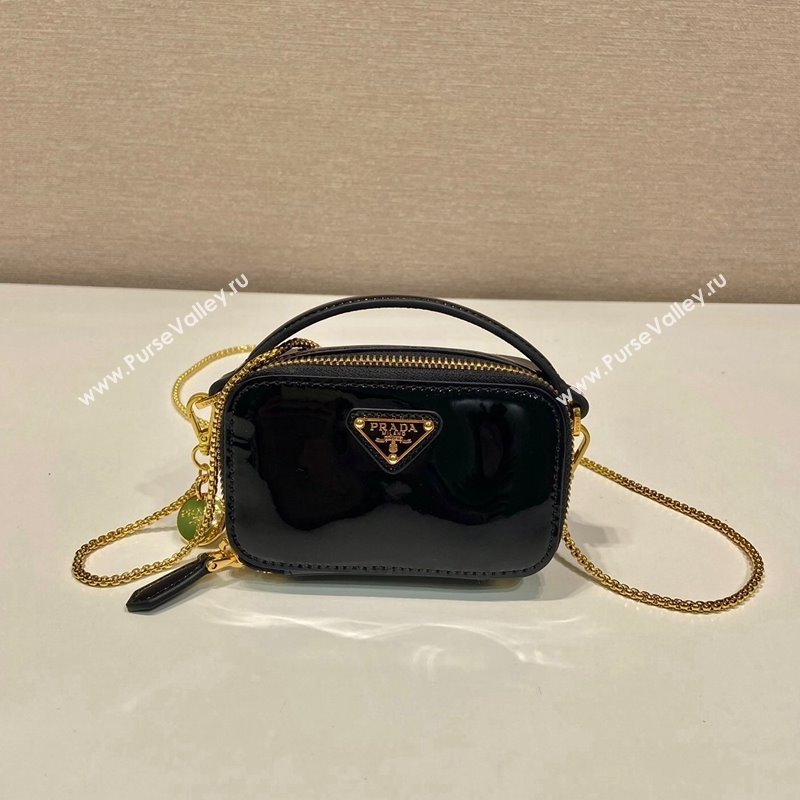 Prada Patent leather mini-pouch 1NR025 Black 2024 (YZ-240220045)