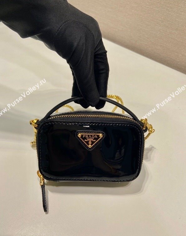 Prada Patent leather mini-pouch 1NR025 Black 2024 (YZ-240220045)