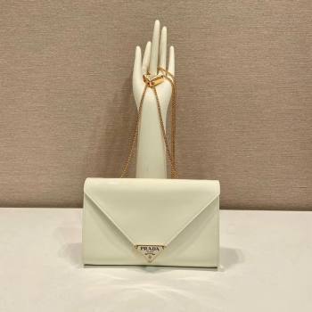 Prada Patent leather chain mini-bag 1BP051 White 2024 (YZ-240220046)