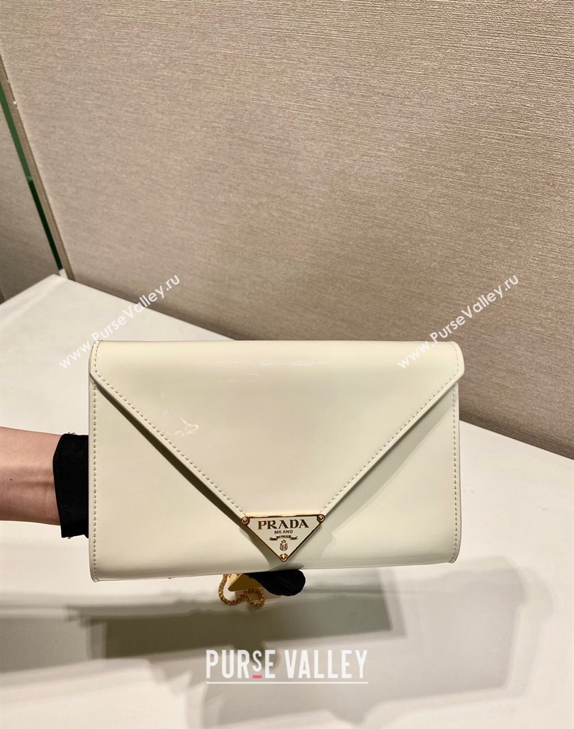 Prada Patent leather chain mini-bag 1BP051 White 2024 (YZ-240220046)