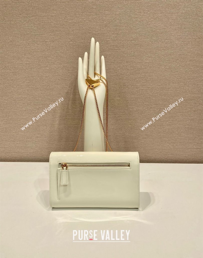 Prada Patent leather chain mini-bag 1BP051 White 2024 (YZ-240220046)