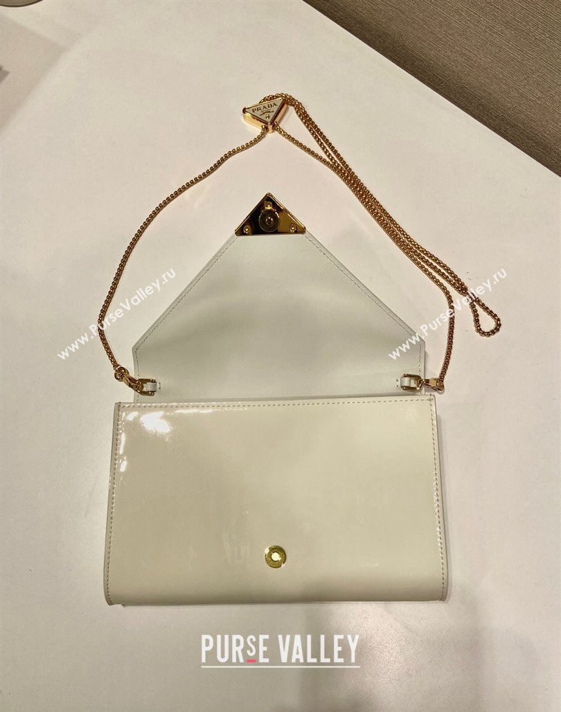 Prada Patent leather chain mini-bag 1BP051 White 2024 (YZ-240220046)