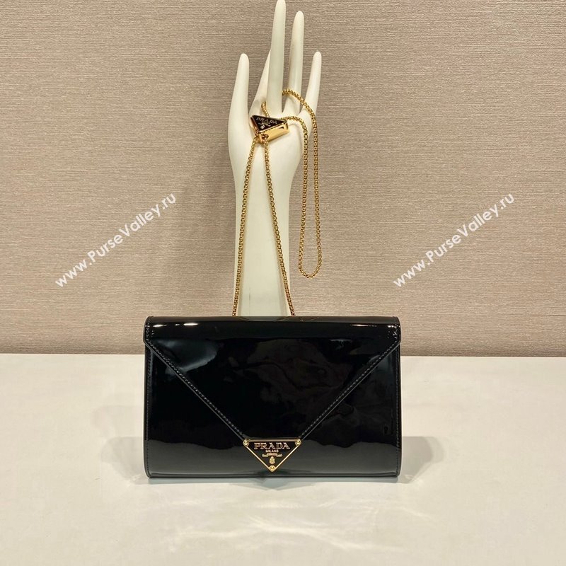 Prada Patent leather chain mini-bag 1BP051 Black 2024 (YZ-240220047)