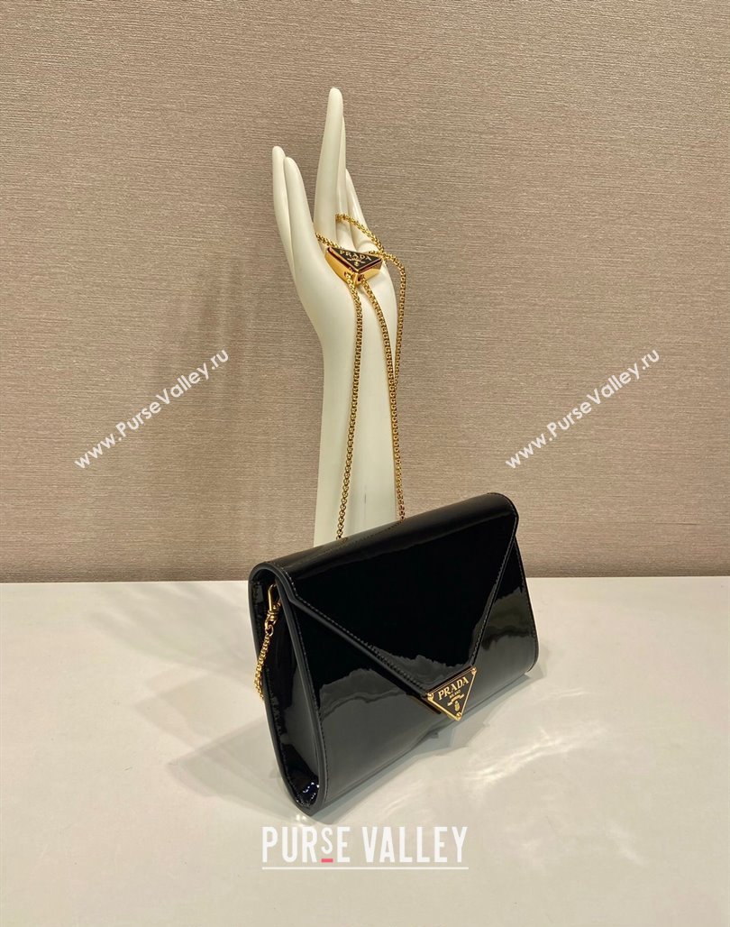 Prada Patent leather chain mini-bag 1BP051 Black 2024 (YZ-240220047)