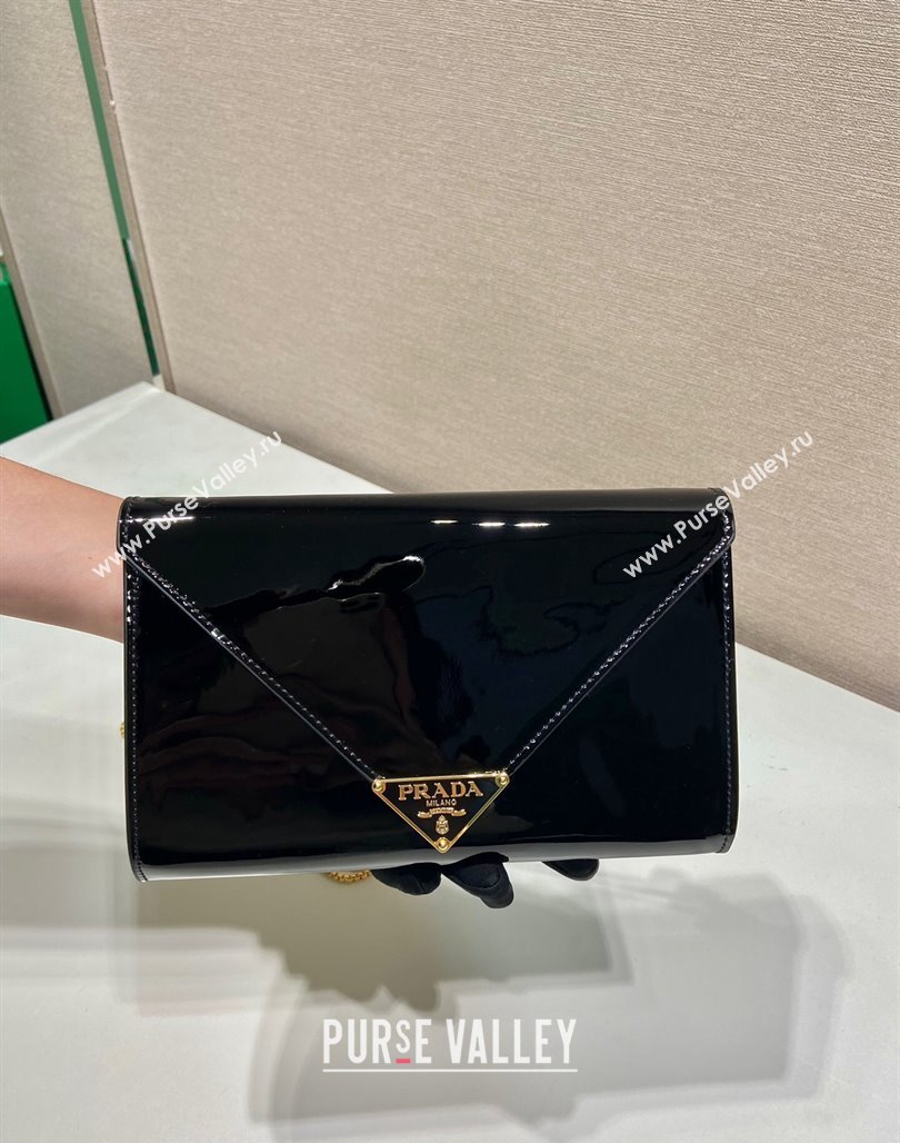 Prada Patent leather chain mini-bag 1BP051 Black 2024 (YZ-240220047)