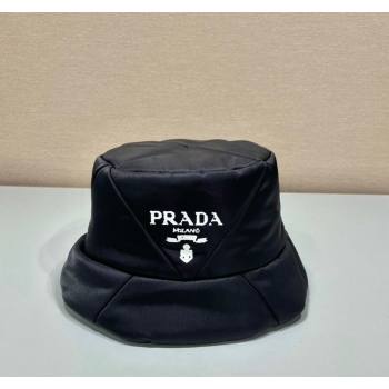 Prada Quilted Nylon Bucket Hat Black 2024 (YZ-240220048)