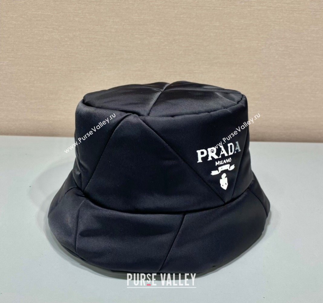 Prada Quilted Nylon Bucket Hat Black 2024 (YZ-240220048)