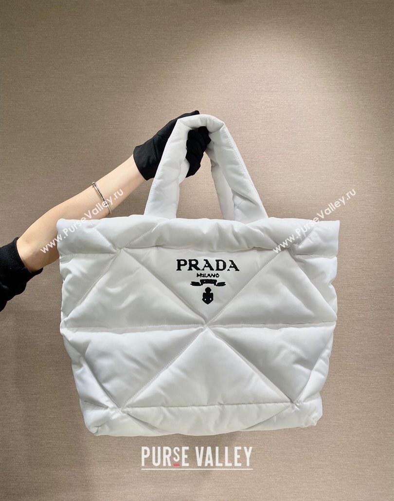 Prada Quilted Nylon Tote Bag 1BG411 White 2024 (YZ-240220050)