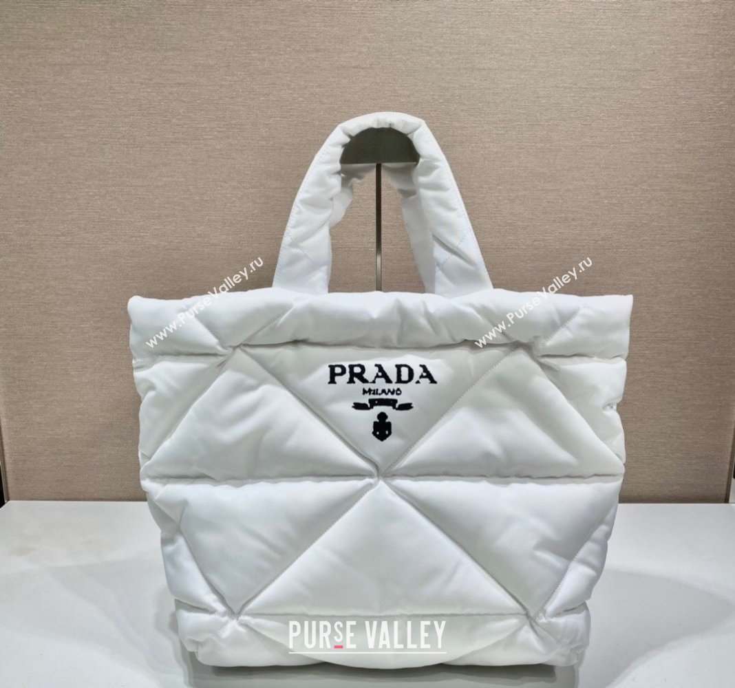 Prada Quilted Nylon Tote Bag 1BG411 White 2024 (YZ-240220050)