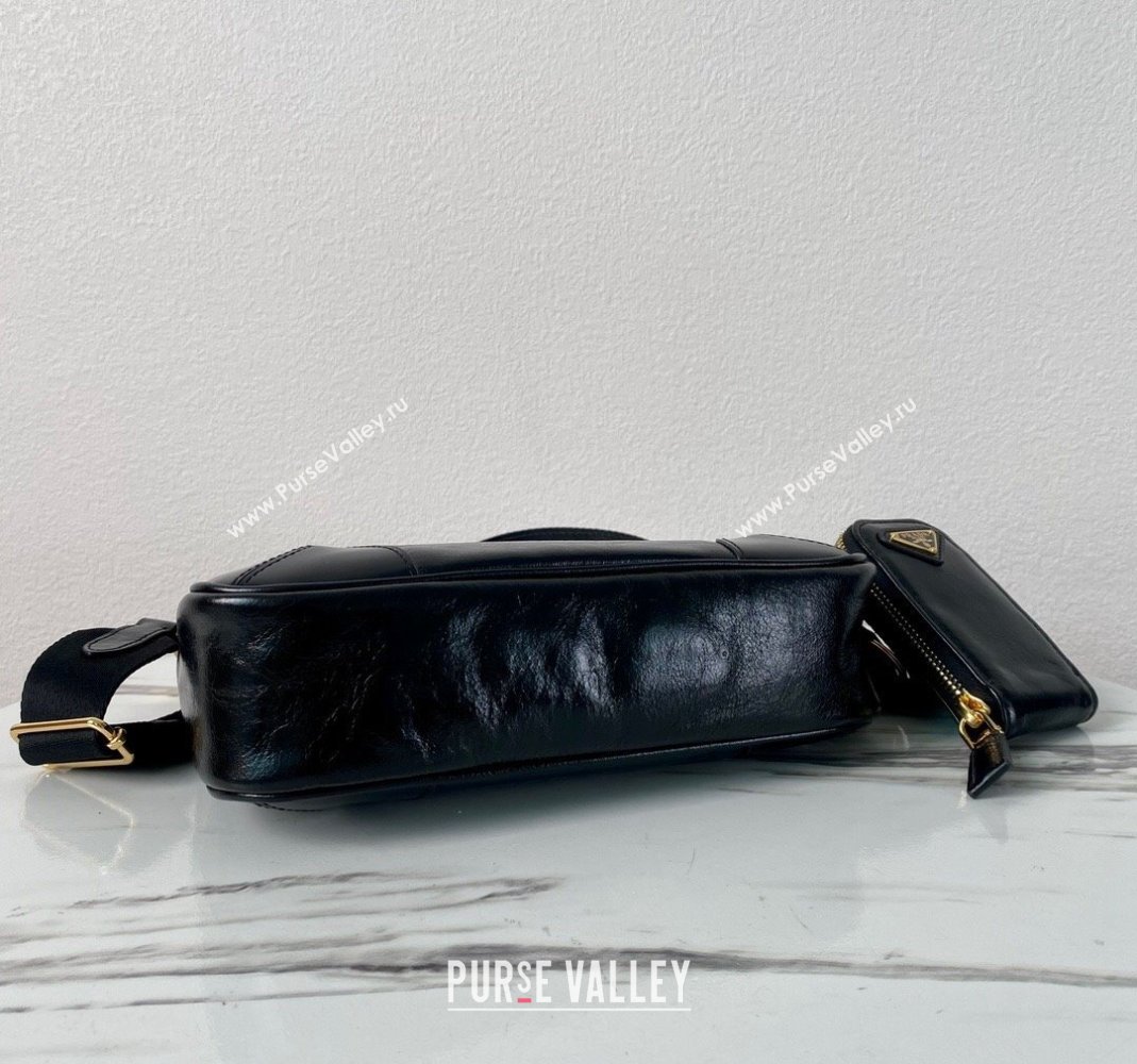 Prada Re-Edition 2005 Siny Leather Hobo Bag 1BC204 Black 2024 (YZ-240220013)