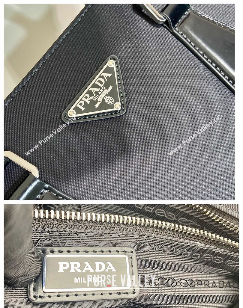 Prada Mens Re-Nylon and Leather Handbag Black 2VG115 2024 (YZ-240220051)