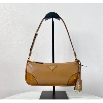 Prada Re-Edition 2002 small shiny leather shoulder bag 1BC201 Brown 2024 (YZ-240220021)