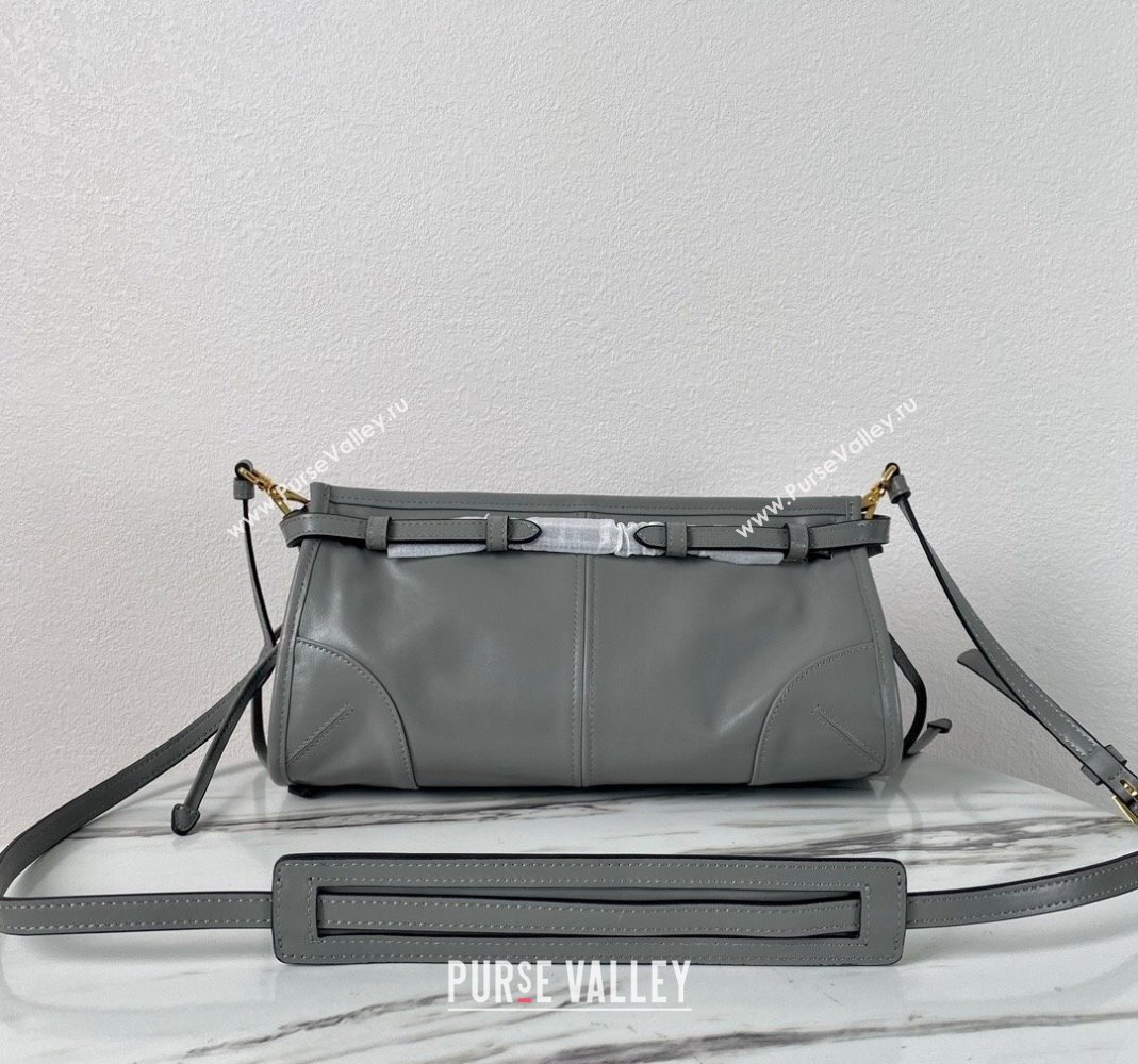 Prada LusSolf Siny Leather Shoulder Bag 1BA215 Grey 2024 (YZ-240220018)