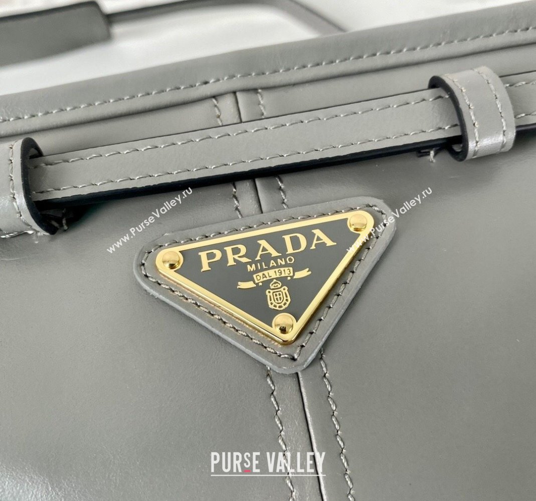 Prada LusSolf Siny Leather Shoulder Bag 1BA215 Grey 2024 (YZ-240220018)