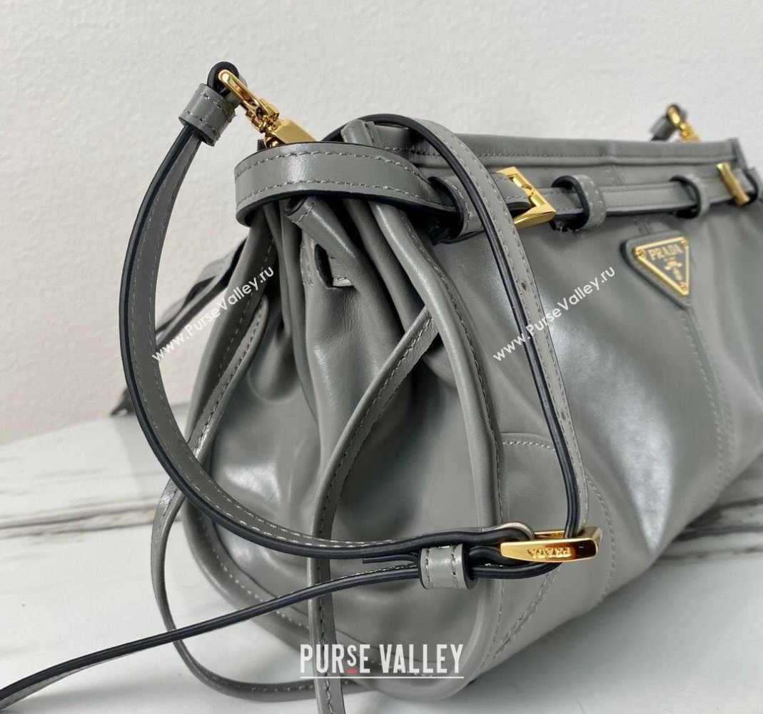 Prada LusSolf Siny Leather Shoulder Bag 1BA215 Grey 2024 (YZ-240220018)