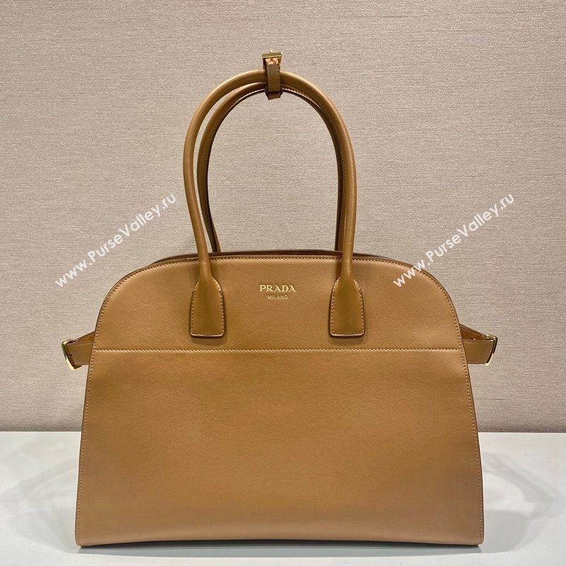 Prada Large leather tote bag with buckles 1BG508 Light Brown 2024 (YZ-240220028)