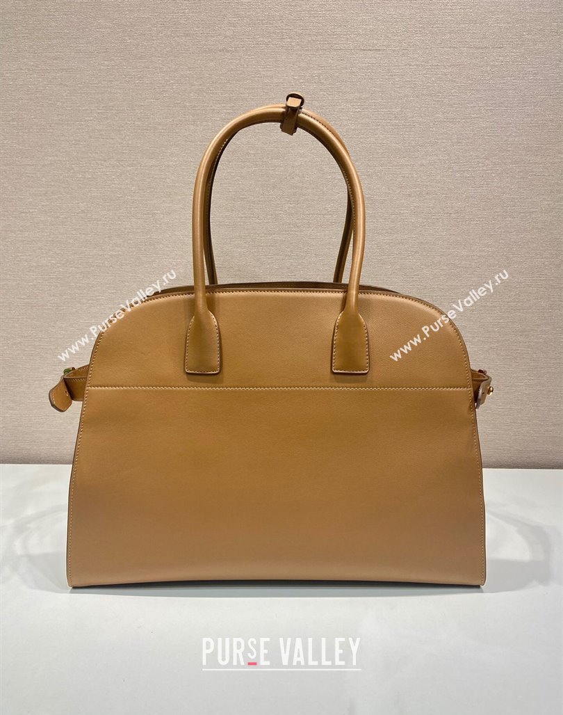 Prada Large leather tote bag with buckles 1BG508 Light Brown 2024 (YZ-240220028)