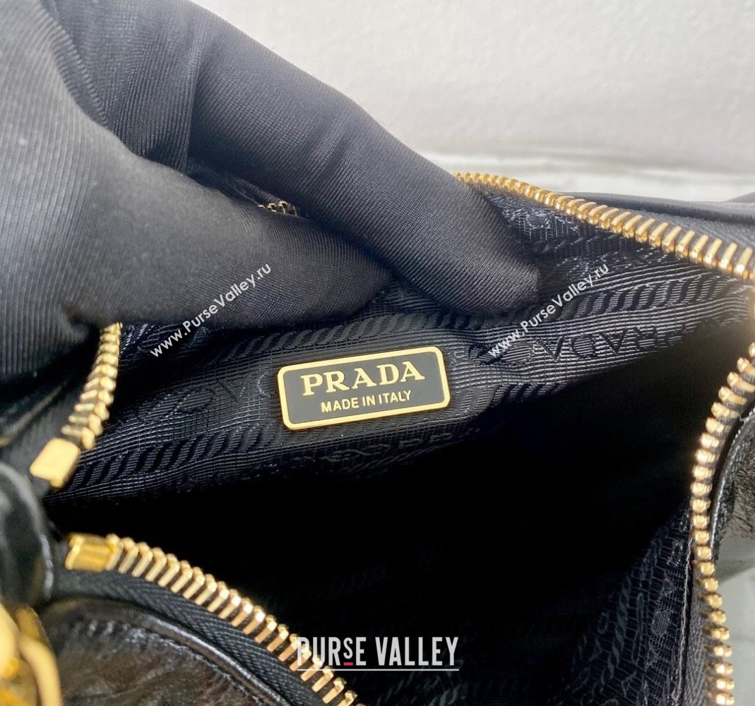 Prada Re-Edition 2005 Siny Leather Hobo Bag 1BC204 Black 2024 (YZ-240220013)