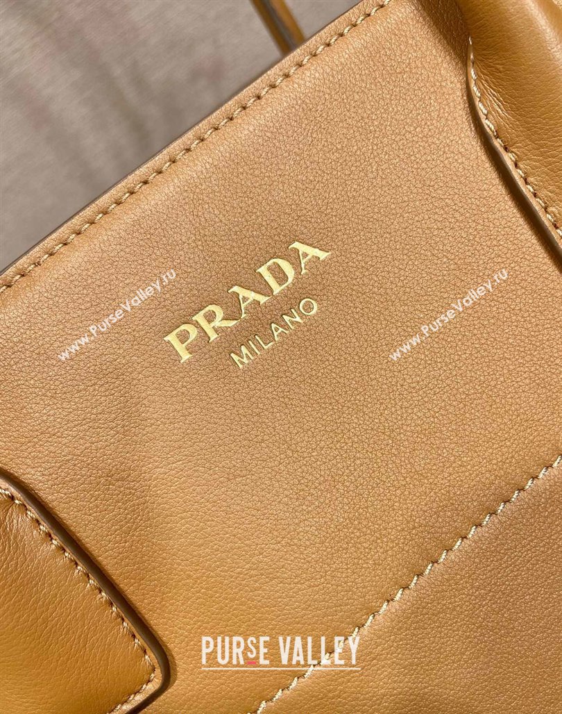 Prada Large leather tote bag with buckles 1BG508 Light Brown 2024 (YZ-240220028)