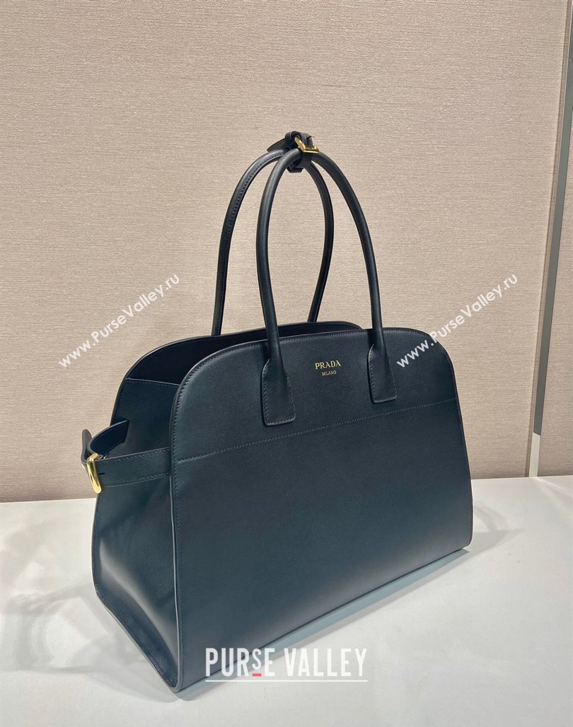 Prada Large leather tote bag with buckles 1BG508 Black 2024 (YZ-240220029)