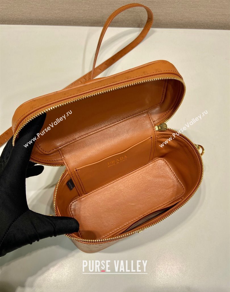 Prada Mini Bag in Ostrich Embossed Leather 1BH202 Brown 2024 (YZ-240312095)