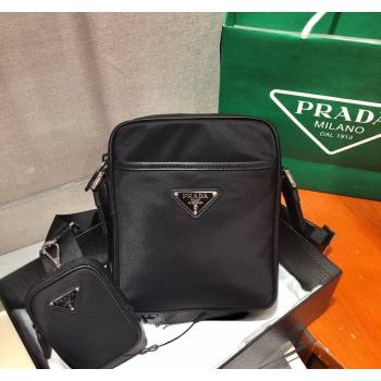 Prada Mens Re-Nylon and Saffiano shoulder bag Black 2024 2VH112 (YZ-240312097)
