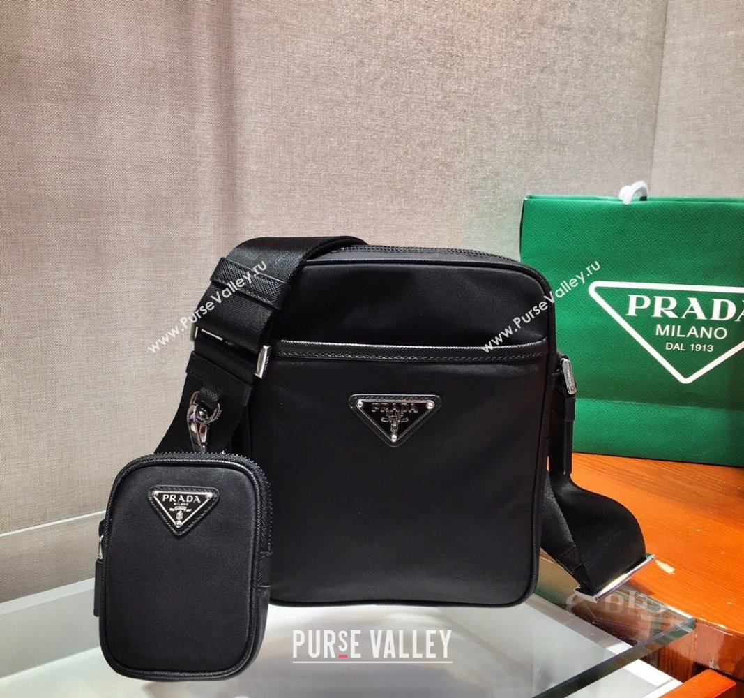 Prada Mens Re-Nylon and Saffiano shoulder bag Black 2024 2VH112 (YZ-240312097)