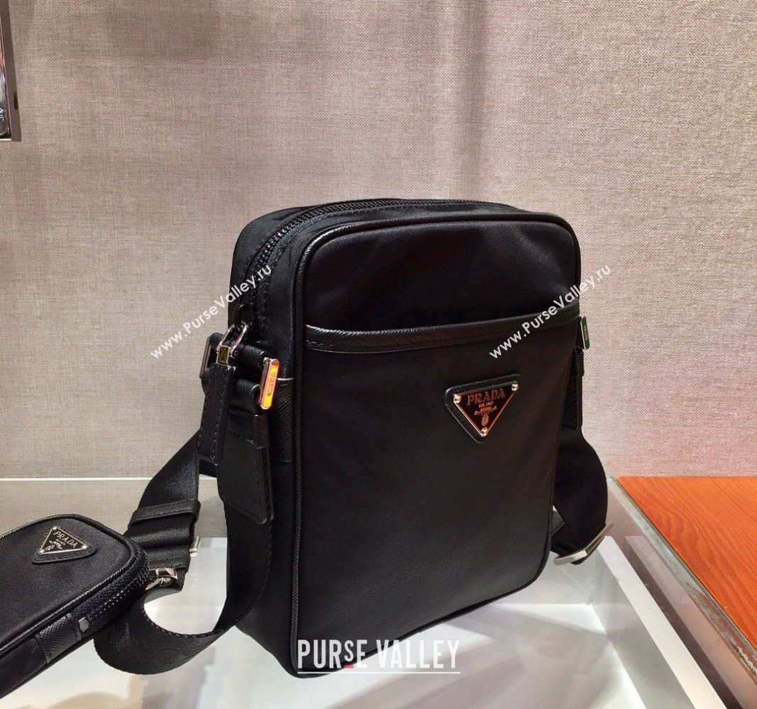 Prada Mens Re-Nylon and Saffiano shoulder bag Black 2024 2VH112 (YZ-240312097)