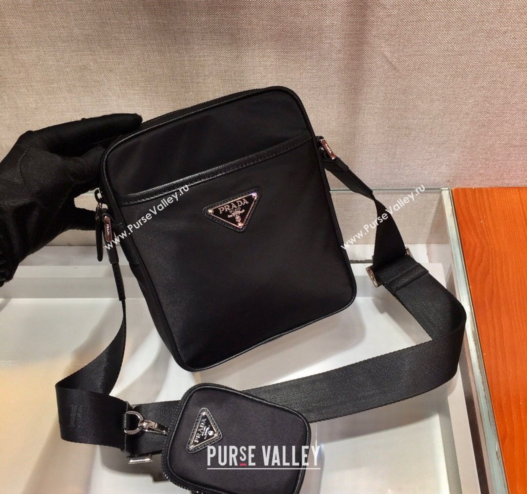 Prada Mens Re-Nylon and Saffiano shoulder bag Black 2024 2VH112 (YZ-240312097)