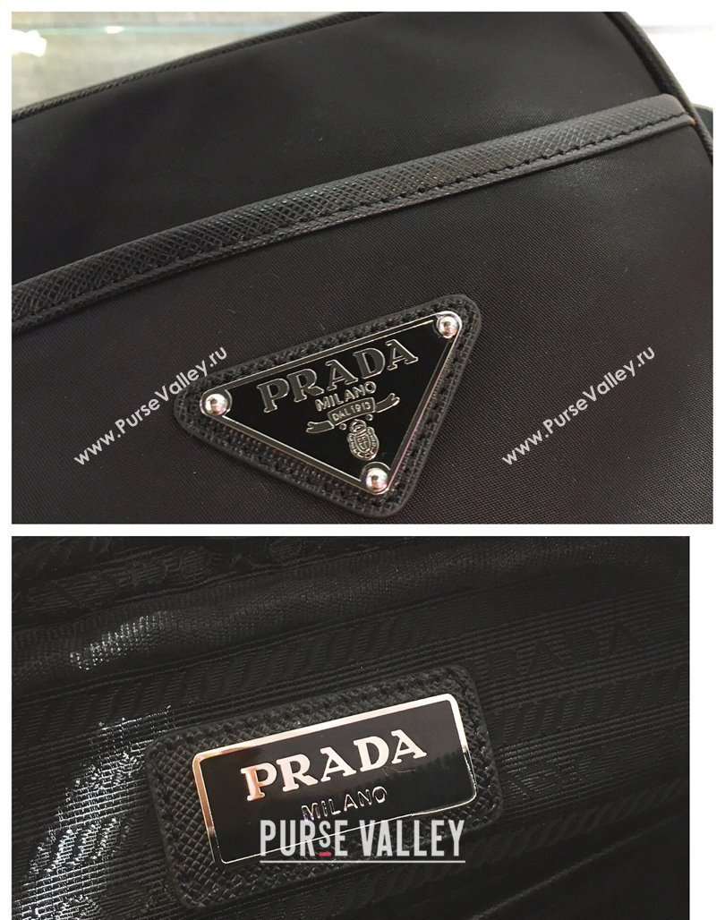 Prada Mens Re-Nylon and Saffiano shoulder bag Black 2024 2VH112 (YZ-240312097)