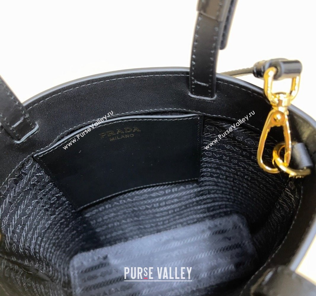 Prada Leather Bucket Bag Black 1BA401 2024 (YZ-240312081)