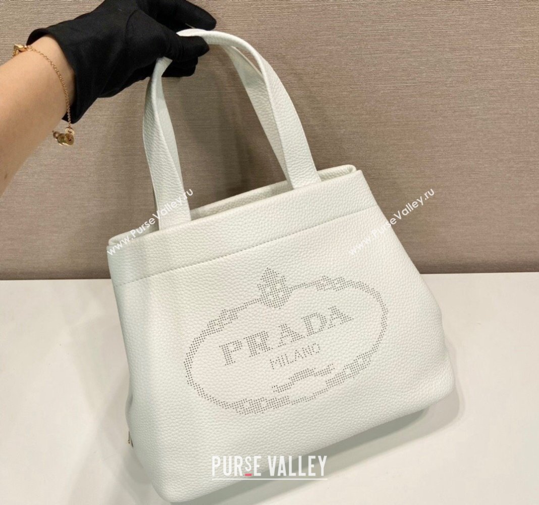 Prada Grained Leather Tote Bag 1BC384 White 2024 (YZ-240312117)