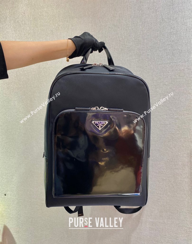 Prada Mens Re-Nylon and leather backpack bag 2VZ084 black 2024 (YZ-240312088)