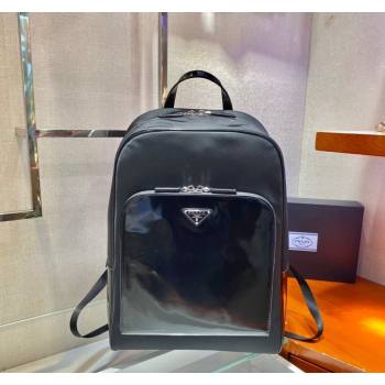 Prada Mens Re-Nylon and leather backpack bag 2VZ084 black 2024 (YZ-240312088)