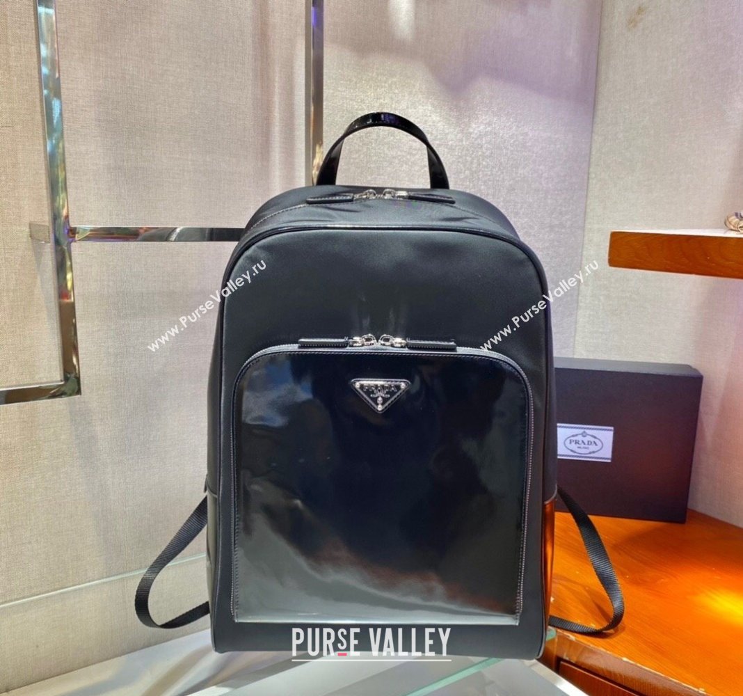 Prada Mens Re-Nylon and leather backpack bag 2VZ084 black 2024 (YZ-240312088)